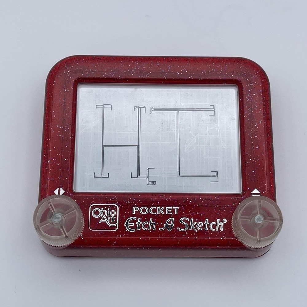 Vintage Pocket Etch A Sketch Red Glitter by Ohio Art